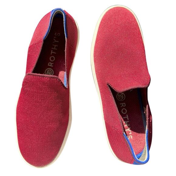 Rothy's The Original Slip On Sneakers Knitted In Red Garnet Retired Size 7.5 - Picture 4 of 12